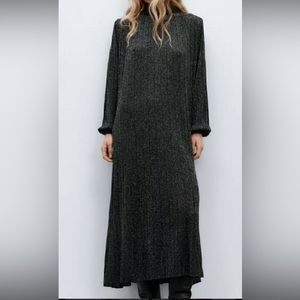 Zara Metallic Thread Knit Dress Size M Limited Edition NEW